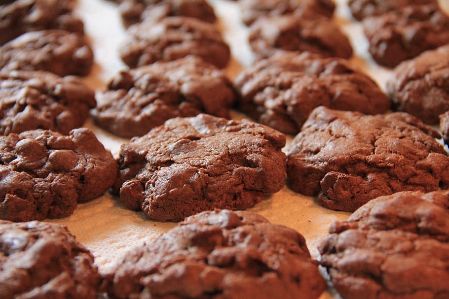 biscoitos marrons, marrom, biscoitos, chocolate, cozido, sobremesa, delicioso, doce, comida, caseiro