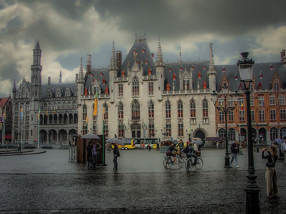 Bruges, Belgium, Rainy, Day, rain, rainy, day, umbrellas, tourism, attraction, medieval