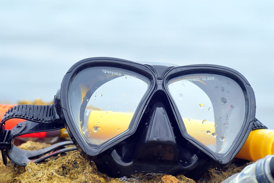 diving, goggles, dirt, Diving Mask, Nature, Sea, snorkel, wet, glasses, close