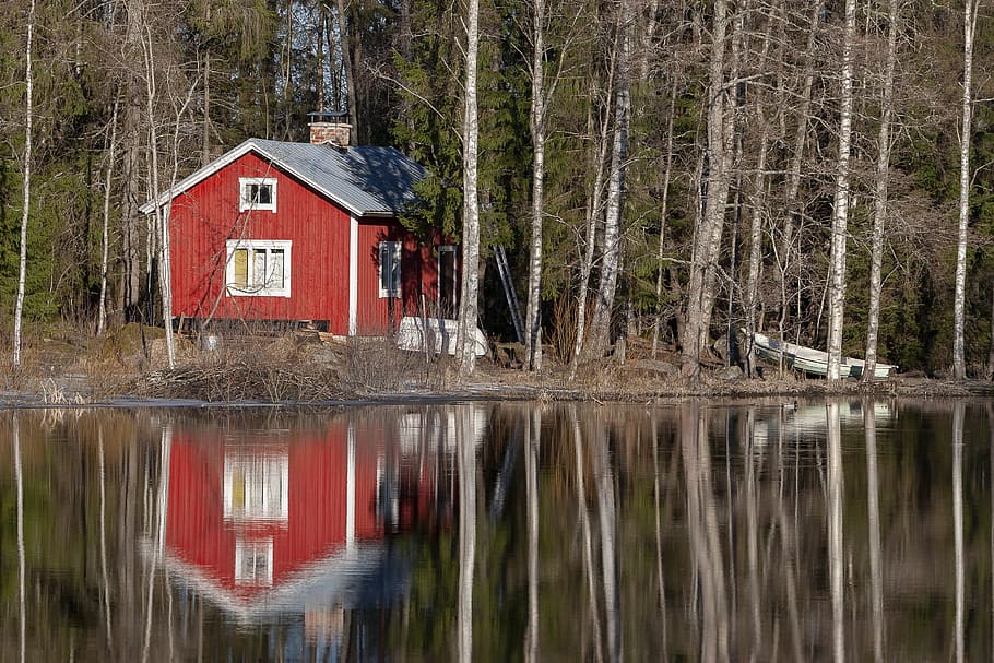 sauna, sauna cabin, river, water, cottage, beach, reflection, tree, built structure, architecture