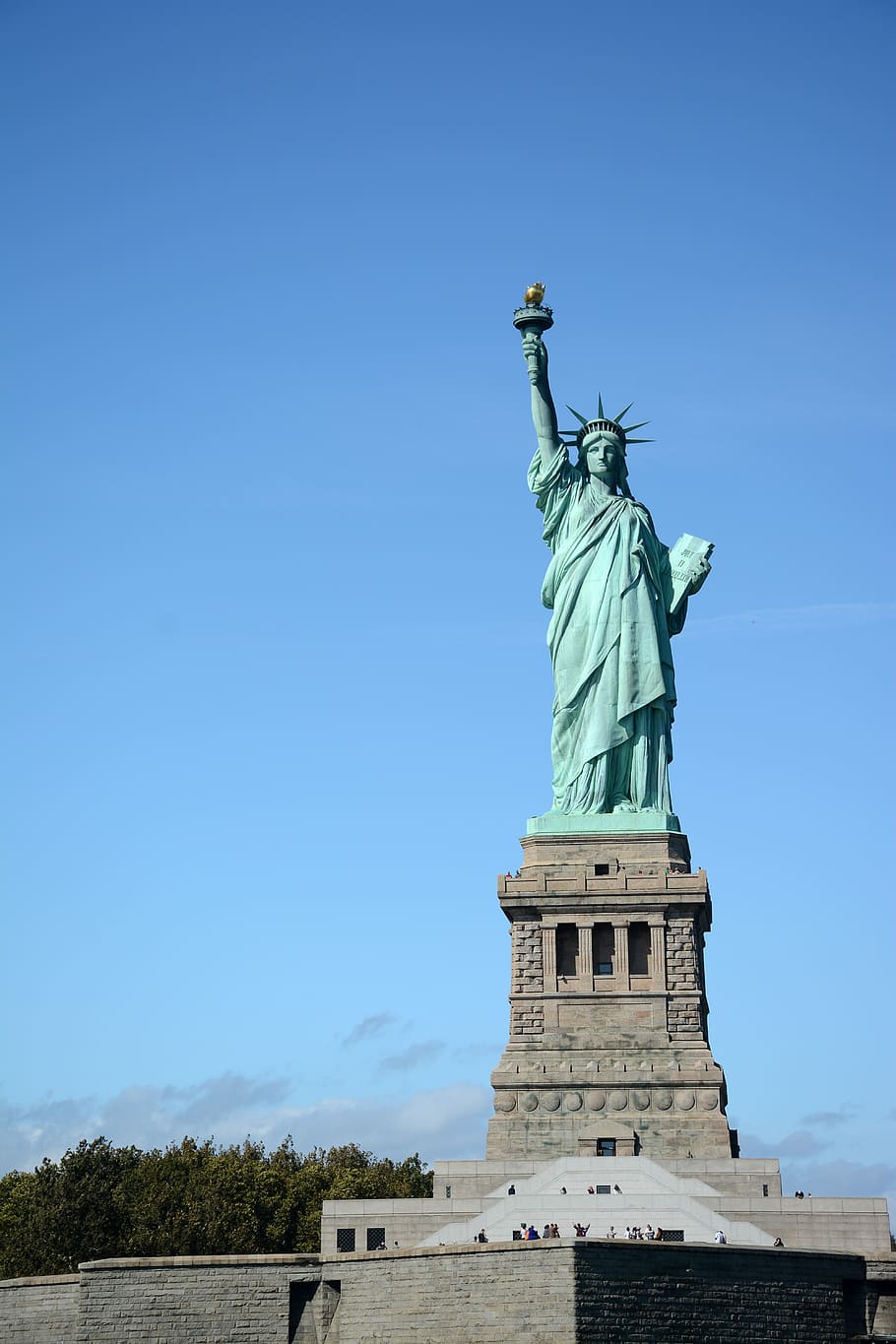 patung, patung liberty, biru, langit, arsitektur, perjalanan, monumen, new york, pariwisata, bersejarah