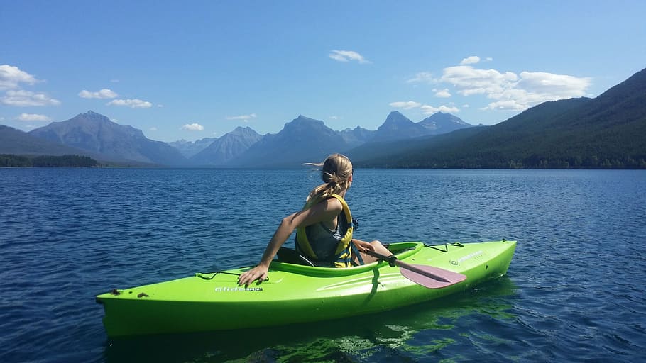 woman, riding, kayak, kayaking, girl, leisure, sport, outdoor, water, vacation
