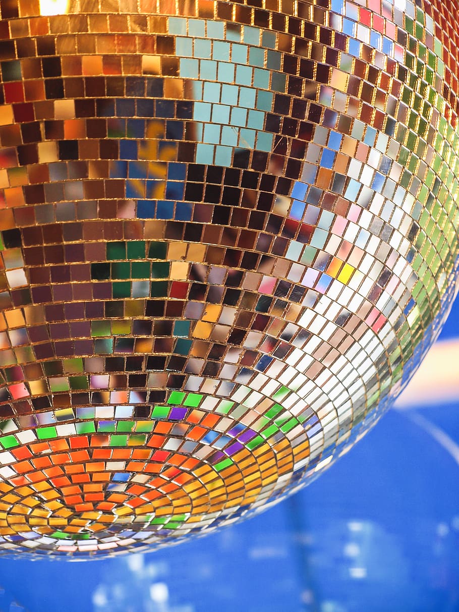 disco, ball, lights, colorful, close up, mirror, circle, club, party, celebration