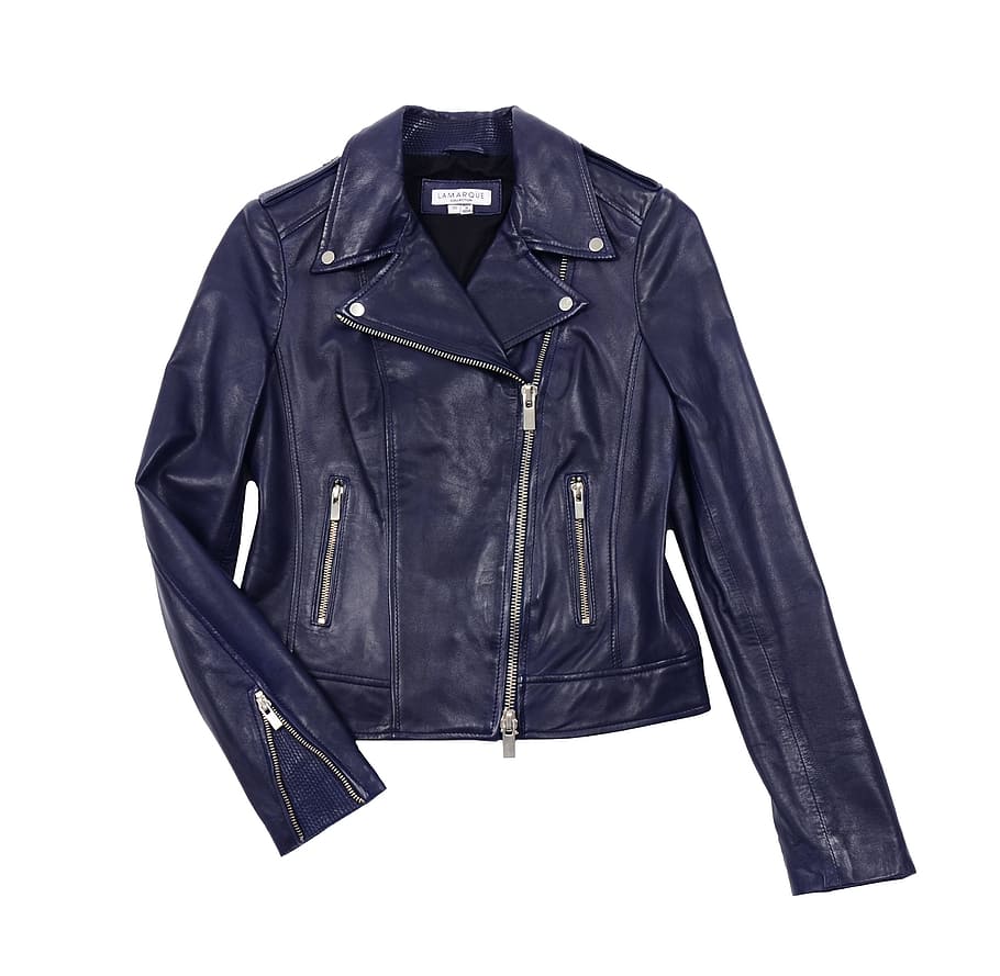 blue leather jacket, Jacket, Fashion, Clothing, blue, young, style, portrait, model, caucasian