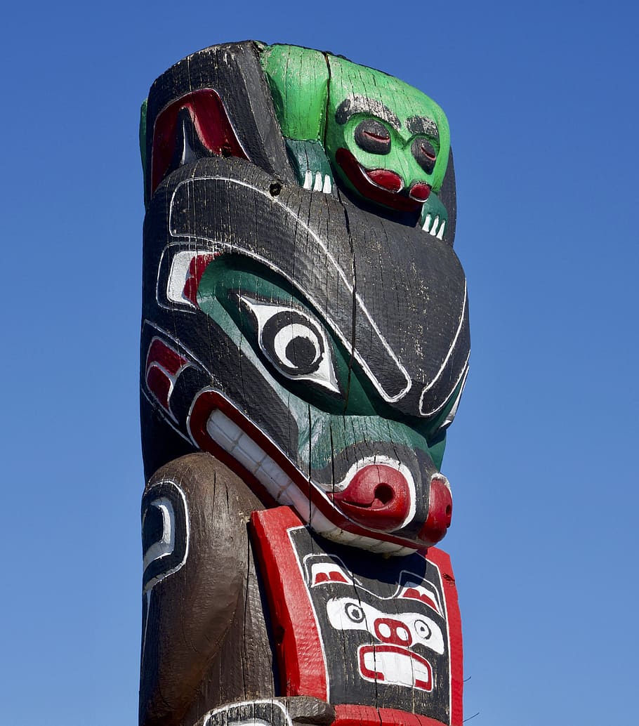 totem pole, indígena, arte, nativo, tribal, americana, símbolo, cultura, canadá, ornamento