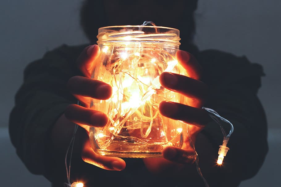 holding, lights, jar, Man, people, light, fire - Natural Phenomenon, flame, heat - Temperature, human Hand