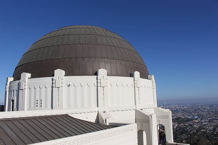 Observatório Griffith, Dome, Smog, céu, observatório, griffith, angeles, los angeles, la, califórnia