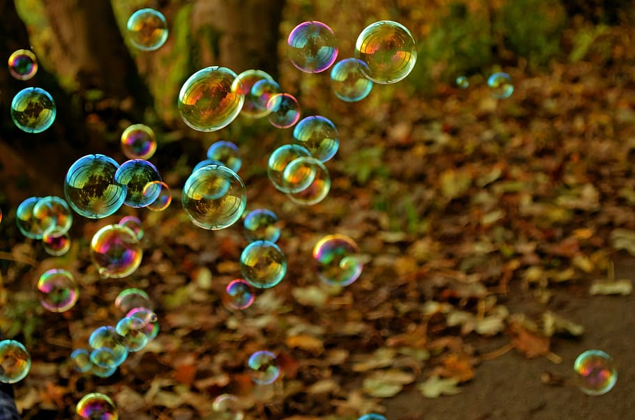 burbujas flotantes multicolores, diversión, colores, juego, vuelo, luz, fondo, ronda, bola, círculo
