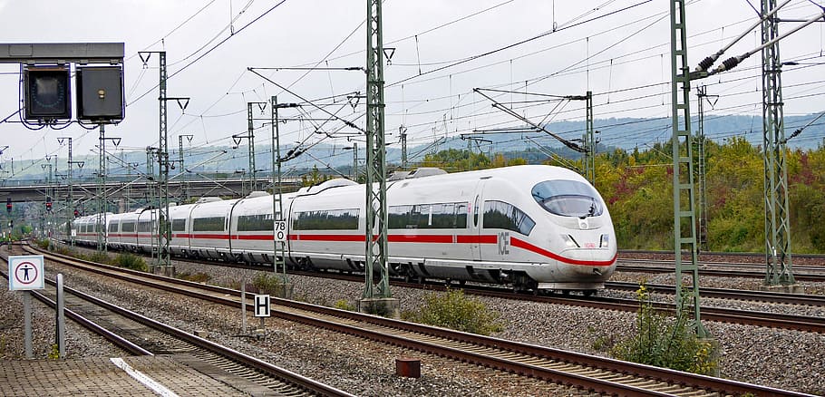 branco, trem, ferrovia, Deutsche Bahn, Gelo, linha férrea de alta velocidade, mannheim stuttgart, vaihingen enz, trânsito, alta velocidade