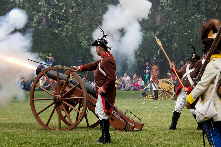 napoleon, war, history, shooting, cannon, real people, men, nature, day, people
