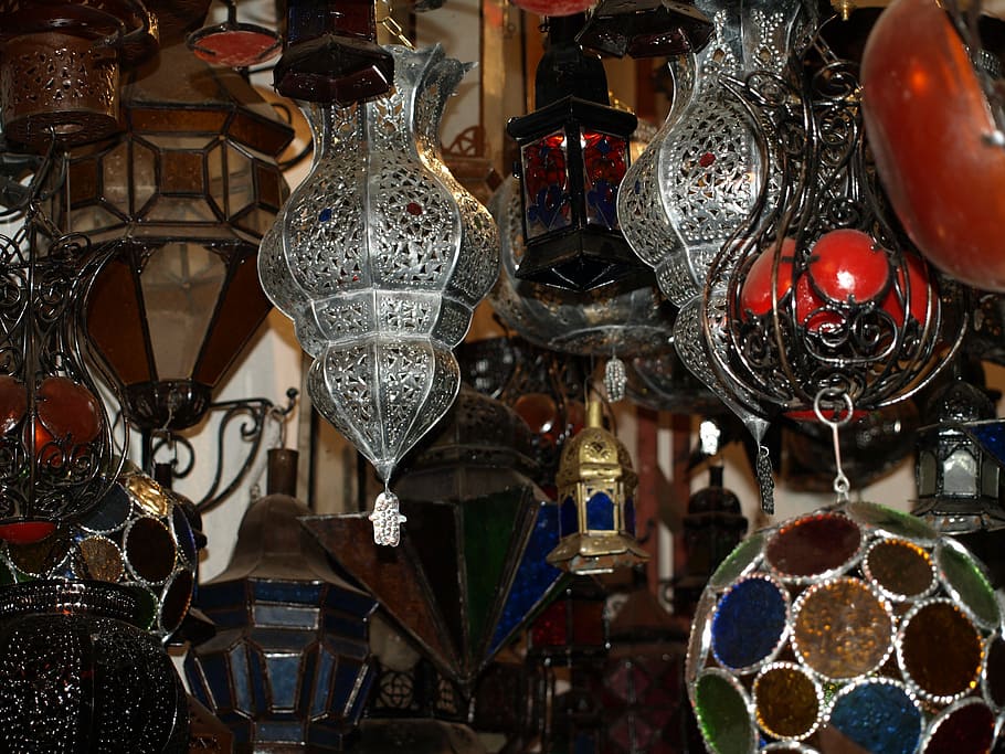 morocco, lamp, lamps, market, light, decoration, atmosphere, lighting, iron, oil lamp