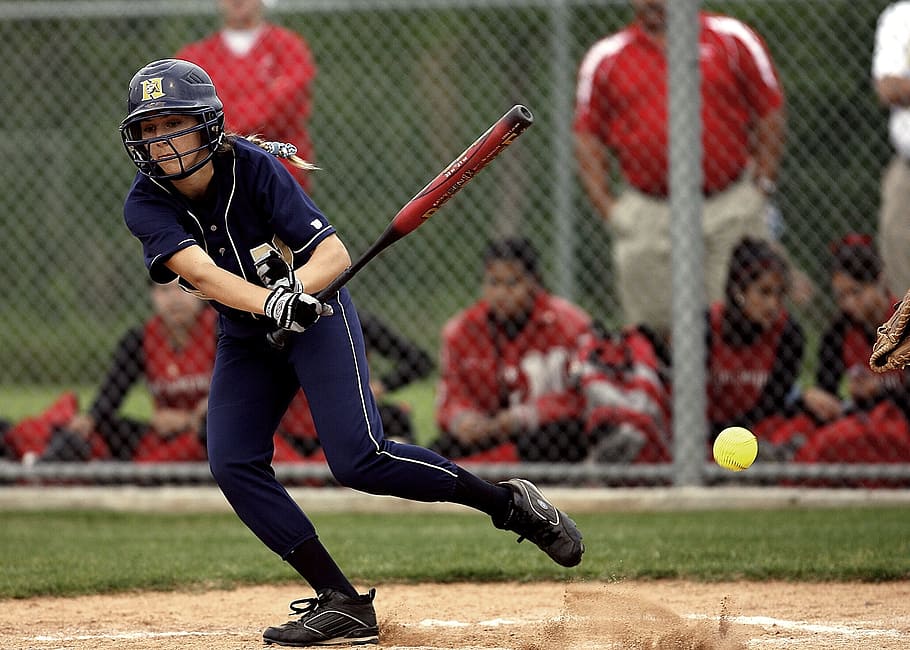 softball, batter, female, action, game, competition, teen, ball, teenager, uniform