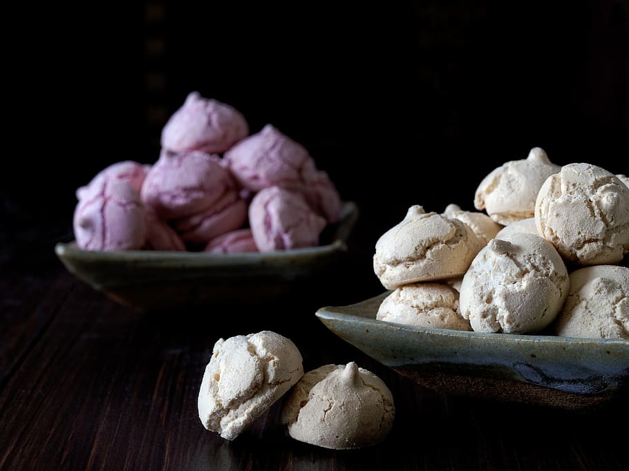 meringue cookies, brown, cookies, light, meringue, mocha, pink, raspberry, background, baked