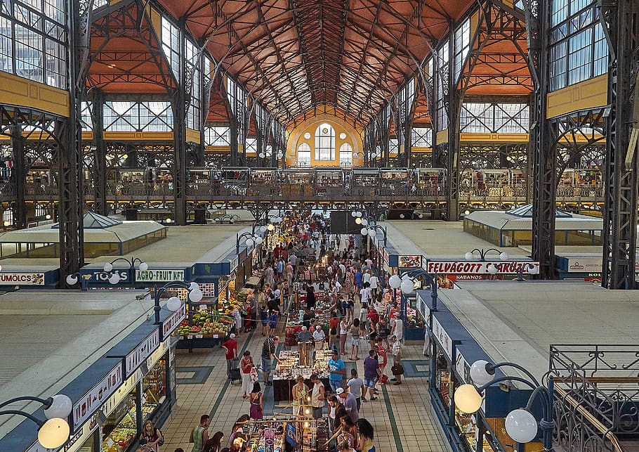 Market Hall, Budapest, Hungría, históricamente, alimentos, frutas, verduras, cubiertos, Nagycsarnok, Vasarcsarnok