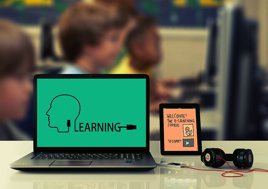 learn, school, laptop, tablet, headphones, children, students, electronic, e learning, computer