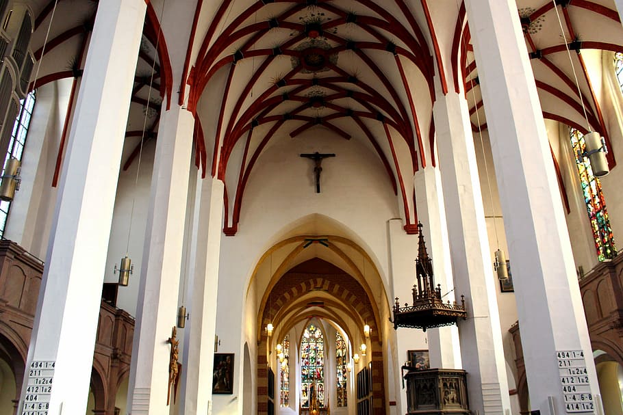 Leipzig, Gereja Thomas, Bach, Gereja, arsitektur, lemari besi, bangunan, altar, interior, kapal