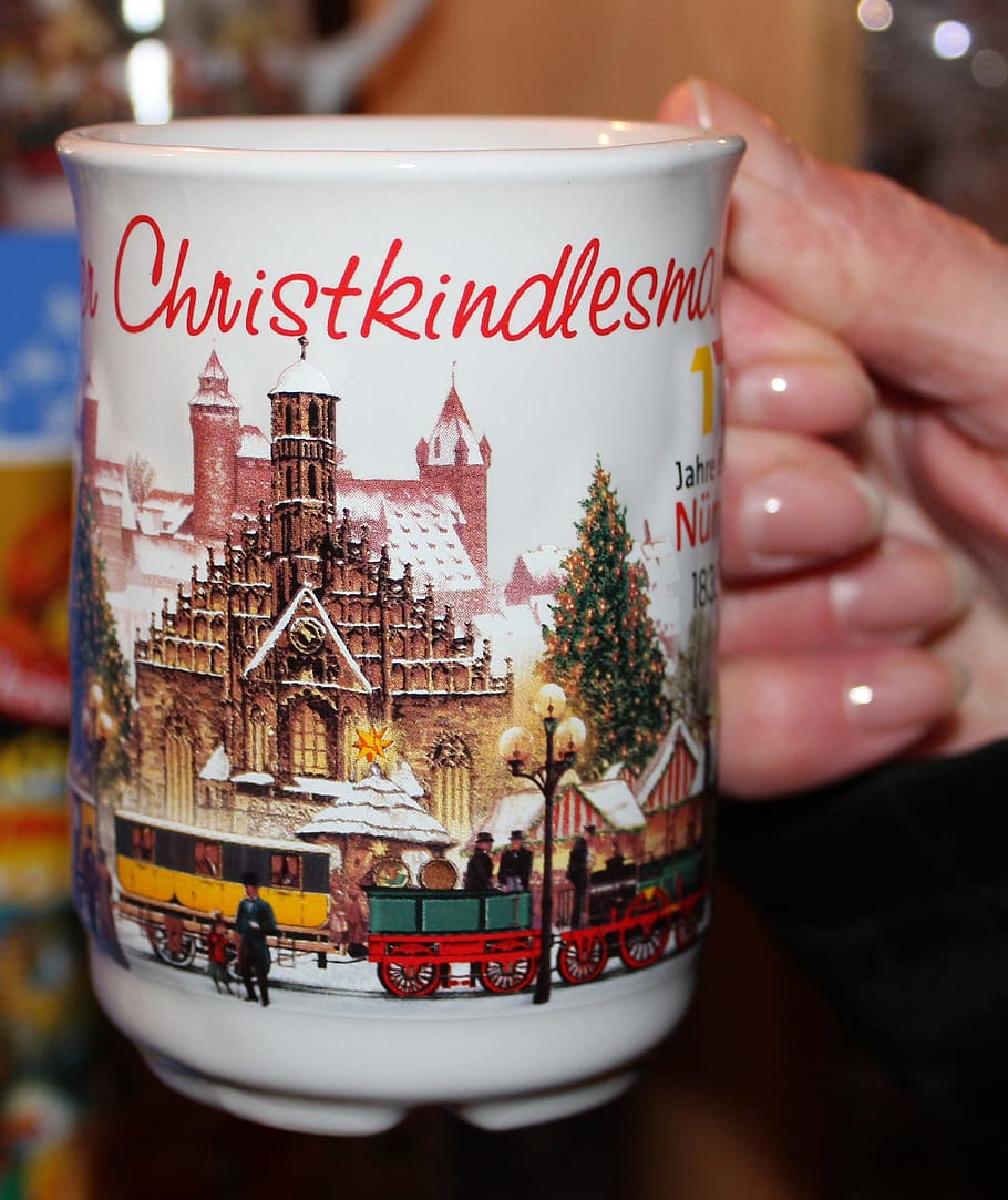 mulled wine, christmas market, nuremberg, drink, hot drink, alcoholic, wine, cup, food and drink, human body part