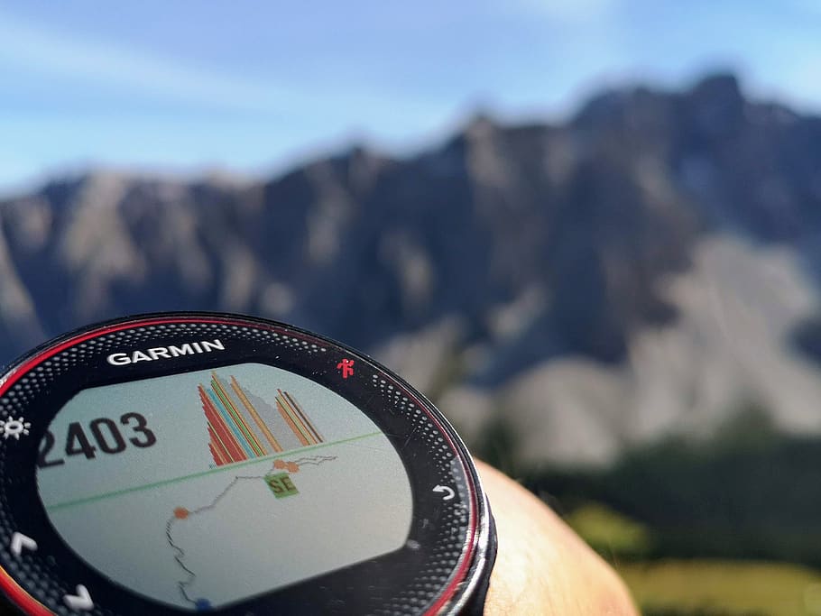 pegunungan Alpen, gunung, stopwatch, alat pengukur tinggi, tinggi, Garmin, menonton, pergelangan tangan, alam, grafik