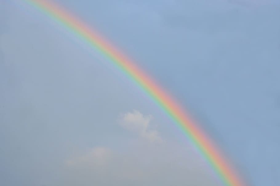 青, 空, 虹, 風景, 自然, 気分, 雨, 虹色, 天気, 自然現象