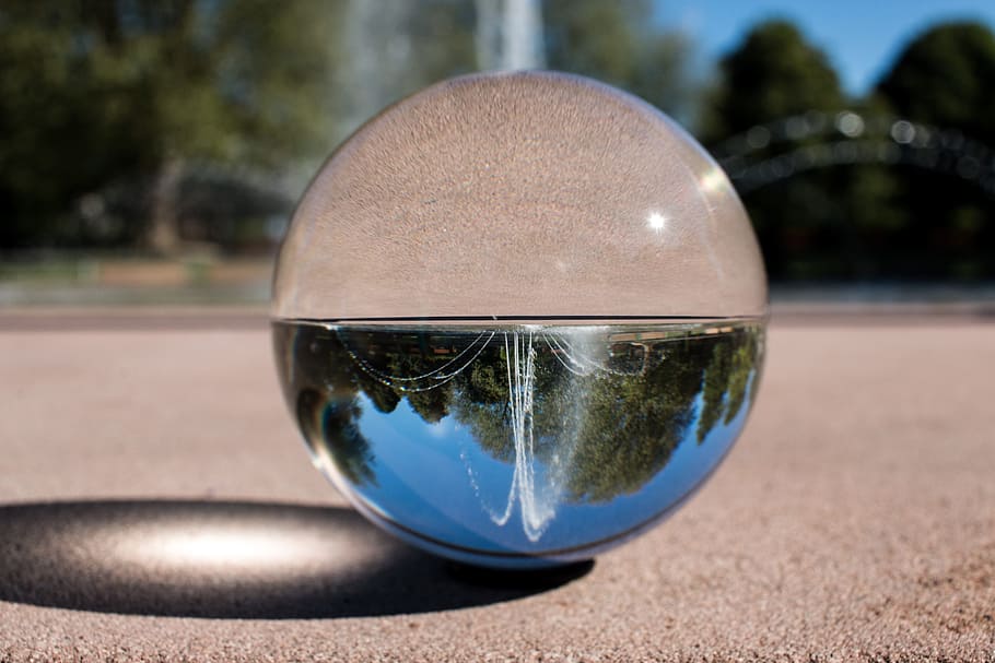 fountain, pforzheim, glass ball, on the head, view, cross, ball, sun, sphere, close-up