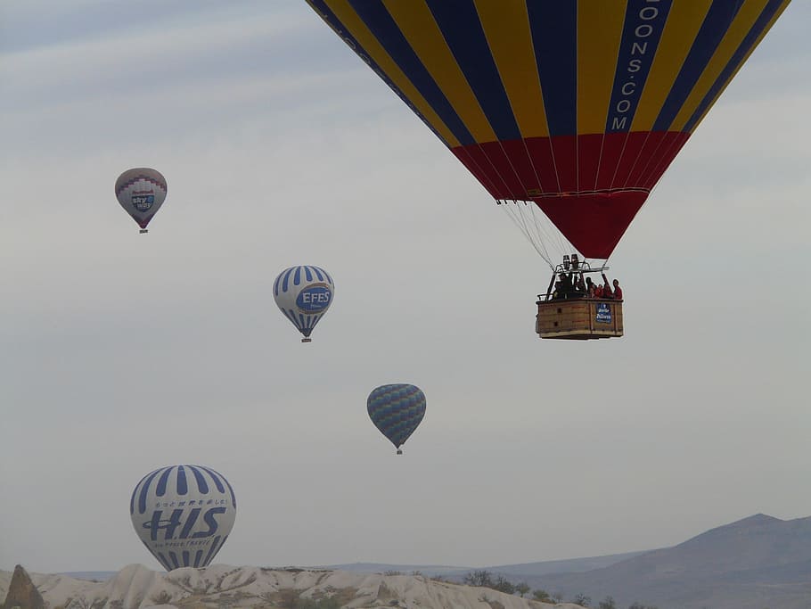 Gondola, keranjang, balon, balon balon, balon gondola, balon tawanan, naik balon udara panas, olahraga udara, terbang, cappadocia