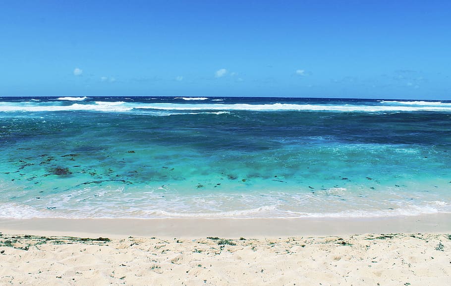 seashore during daytime, mauritius, sea, indian ocean, ocean, sand, summer, by the sea, blue, beach