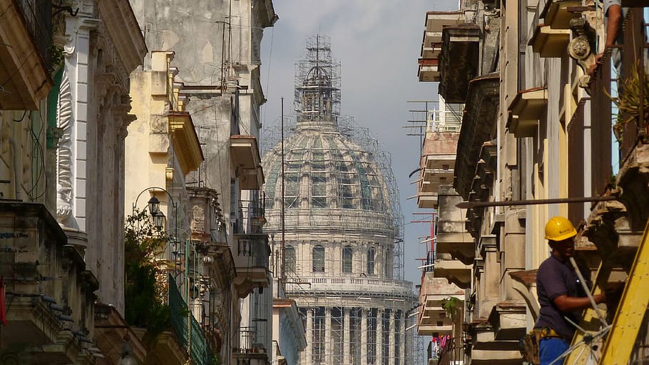 cuba, havana, facade, colonial style, old, united states capitol, old town, homes, building exterior, architecture