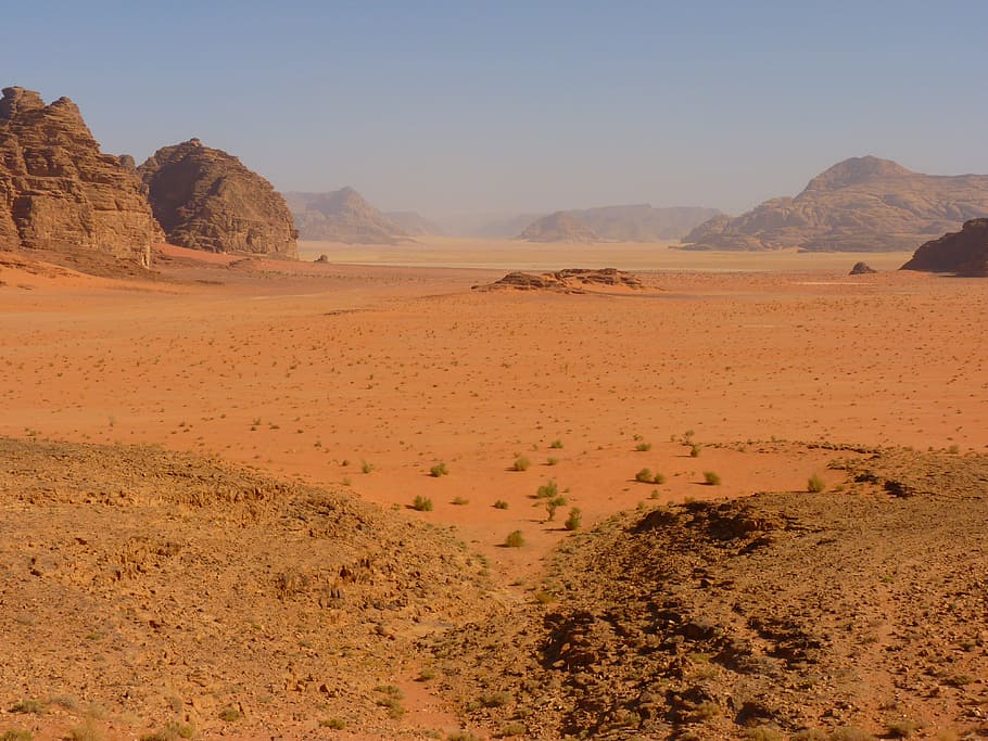 brown sand field, Wadi Rum, Negev Desert, Jordan, negev, holiday, travel, middle east, landscape, nature