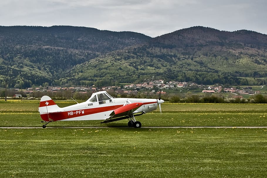 Aviones, Broye, Vaud, Suiza, montañas, cielo, avión, vehículo aéreo, vuelo, transporte