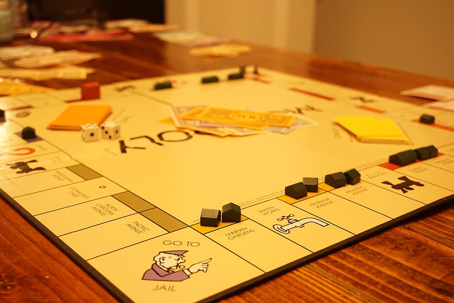 monopoly, games, game, board game, play, table, indoors, still life, close-up, paper