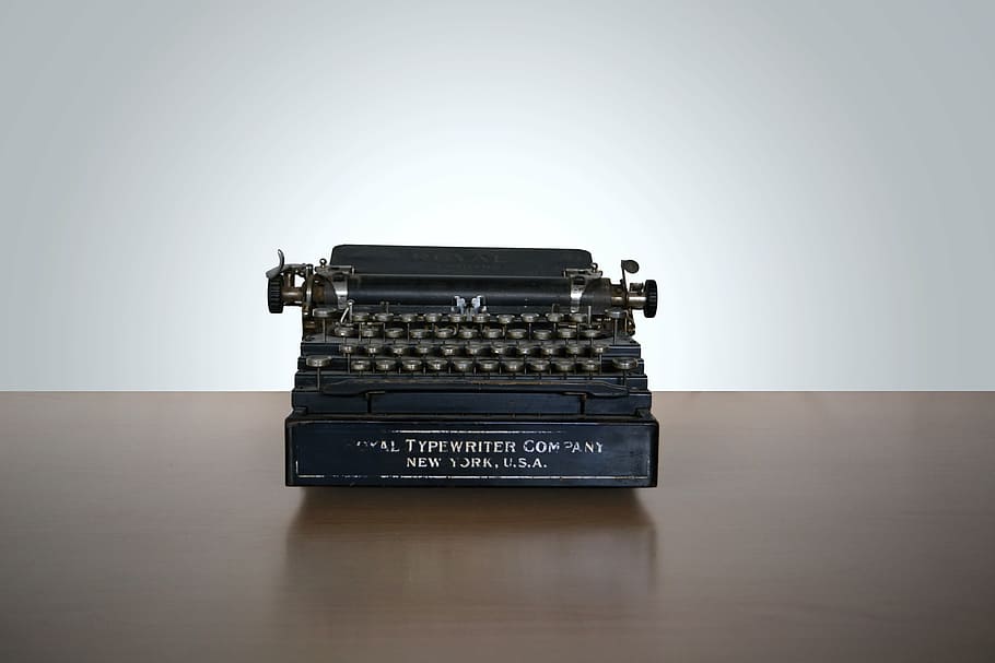 hitam, mesin tik, meja, vintage, tulis, new york, surat, letterpress, tinta, tape