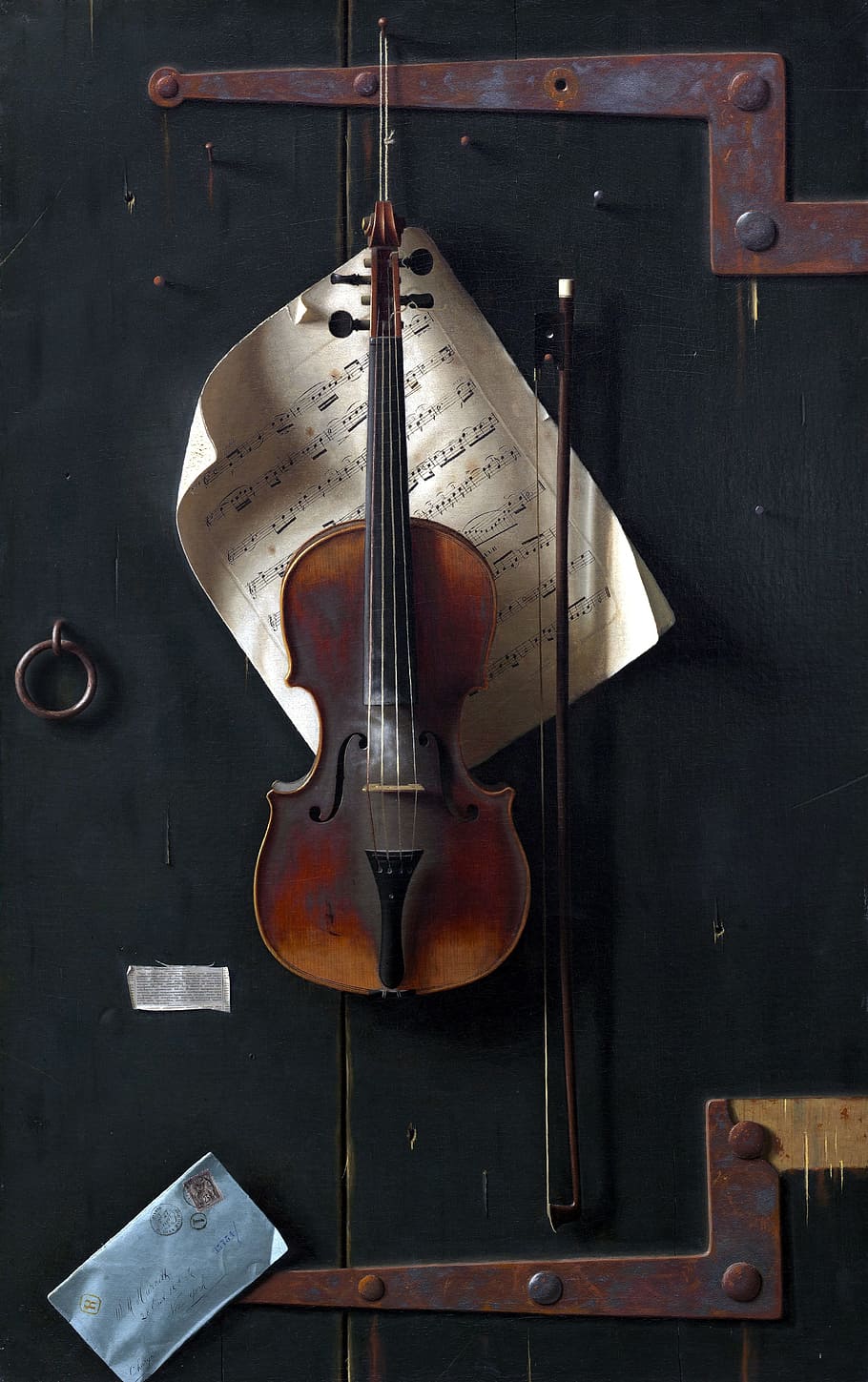violin, bow, hanged, wall, fine art, fiddle, vi, classical, music, concert