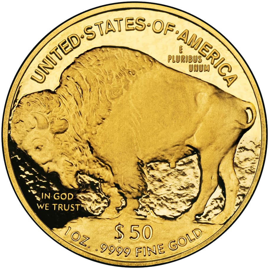 round gold-colored coin, Nickel, 24 Karat, Coin, Gold, Bull, wertvolll, jewel, jewellery, shine