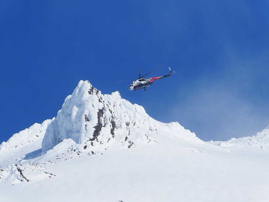 Helicopter, Landing, Mountains, Vortex, winter, snow, slopes, height, flight, haley