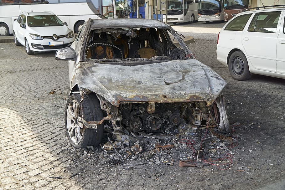 auto, burned down, burned out, wreck, burned, fire, brand, total damage, fire damage, insurance damage - Pxfuel