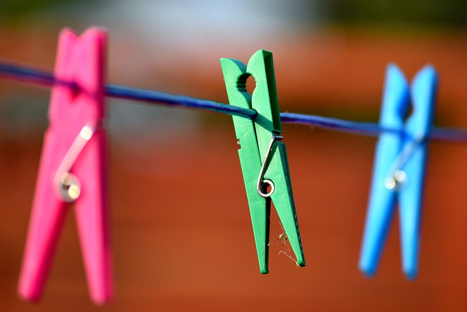 clothespin, tweezers, dryer, sunshine, yard, color, summer, clothesline, close-up, hanging