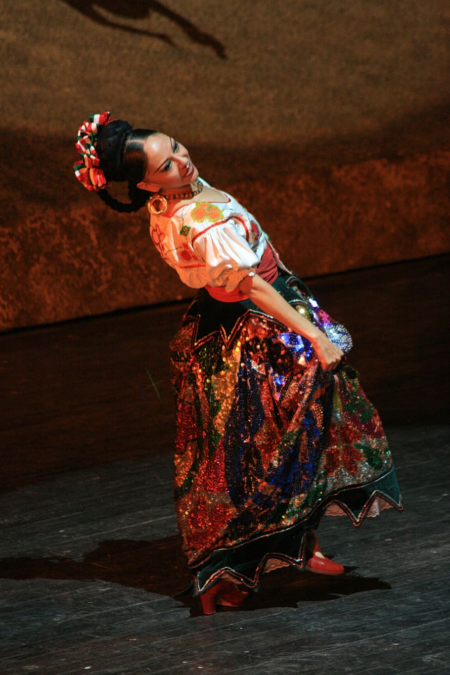 mulher, executando, dança, etapa, dançarina, mexicano, cultura, méxico, tradicional, mariachi
