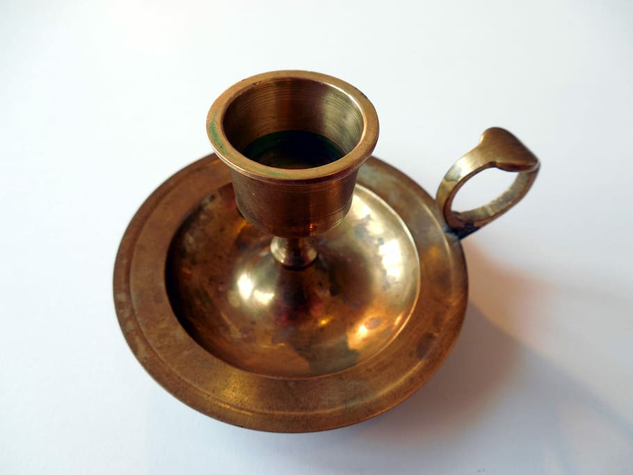 Candlestick, Brass, Metal, Old, coffee - drink, food and drink, drink, indoors, close-up, cup