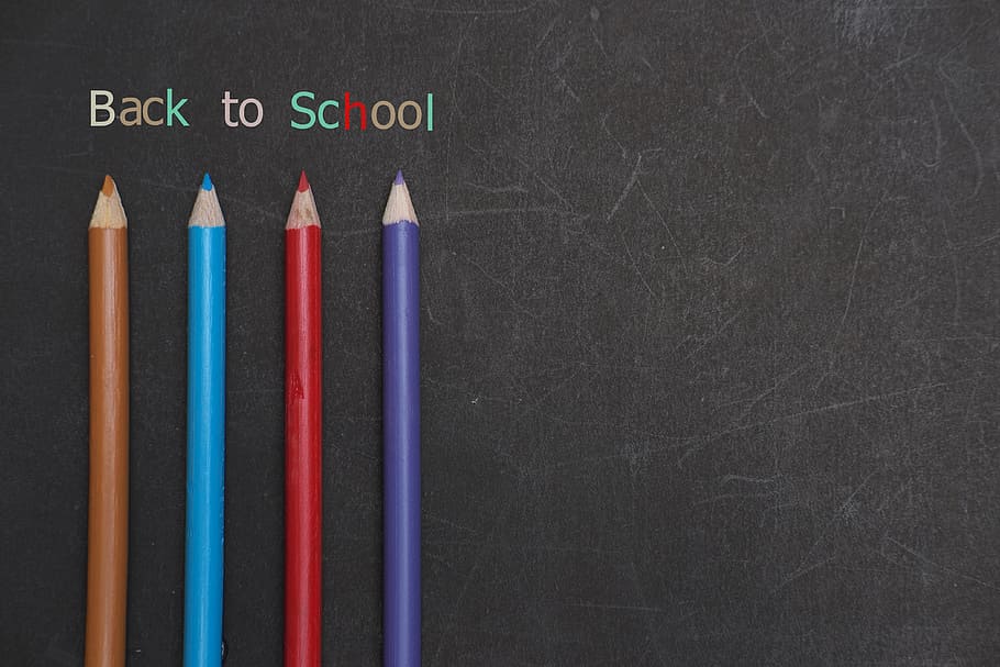 back to school, black board, message, pencil, colors, education, text, blackboard, board, close-up