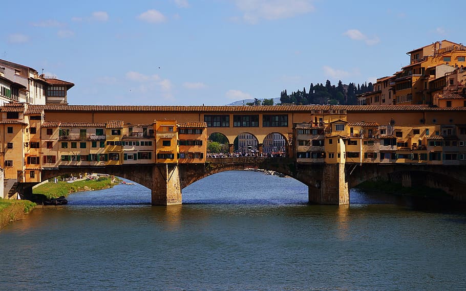 Italia, Florencia, puente, río Arno, puente - estructura artificial, conexión, arquitectura, río, estructura construida, agua
