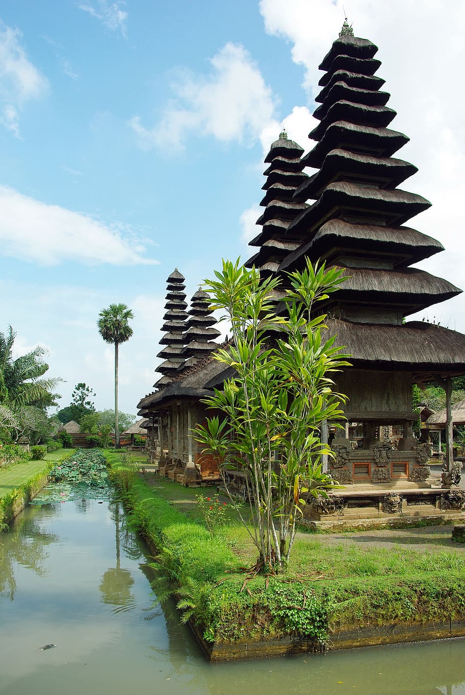 indonesia, bali, temple, mengwi, pura taman ayung, sacred, religion, sanctuary, prayer, sky
