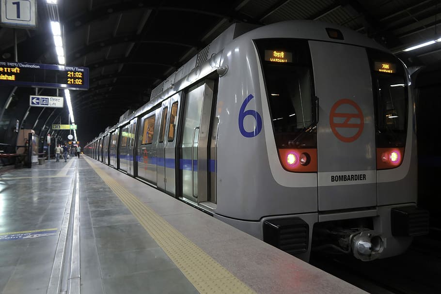 nuevo, metro de Delhi, Nueva Delhi, India, Delhi, fotos, metro, dominio público, tren, transporte
