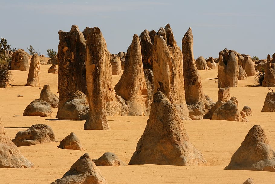 pinnacles, nambung, desert, western, australia, rocks, eerie, geological, sand, nature