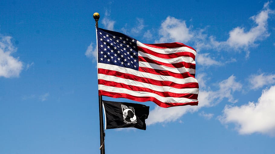 u.s., america flag, pole, daytime, pow, usa, flag, mia, us, wind