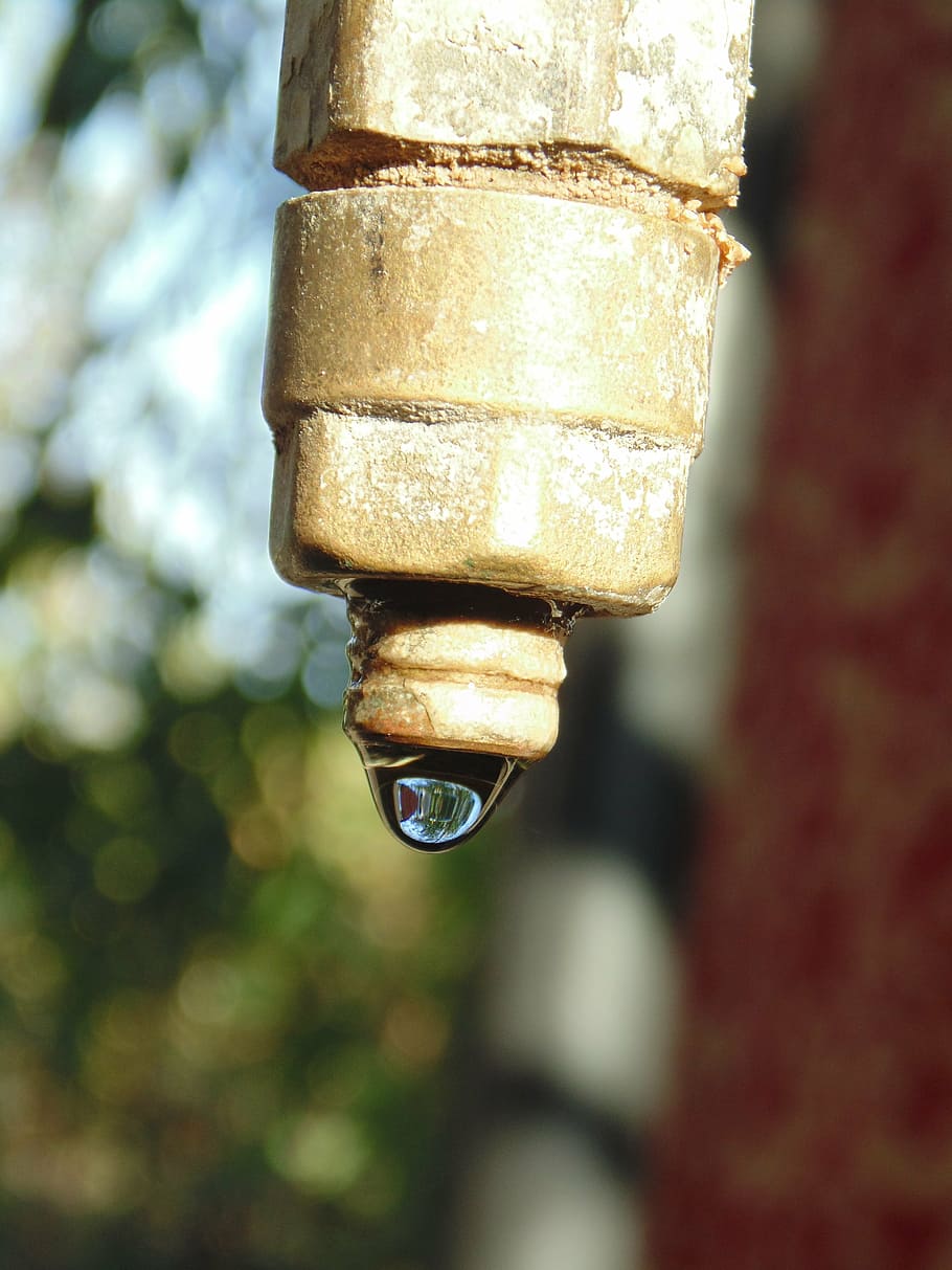drop of water, water, tap, drop, focus on foreground, close-up, day, outdoors, old, nature