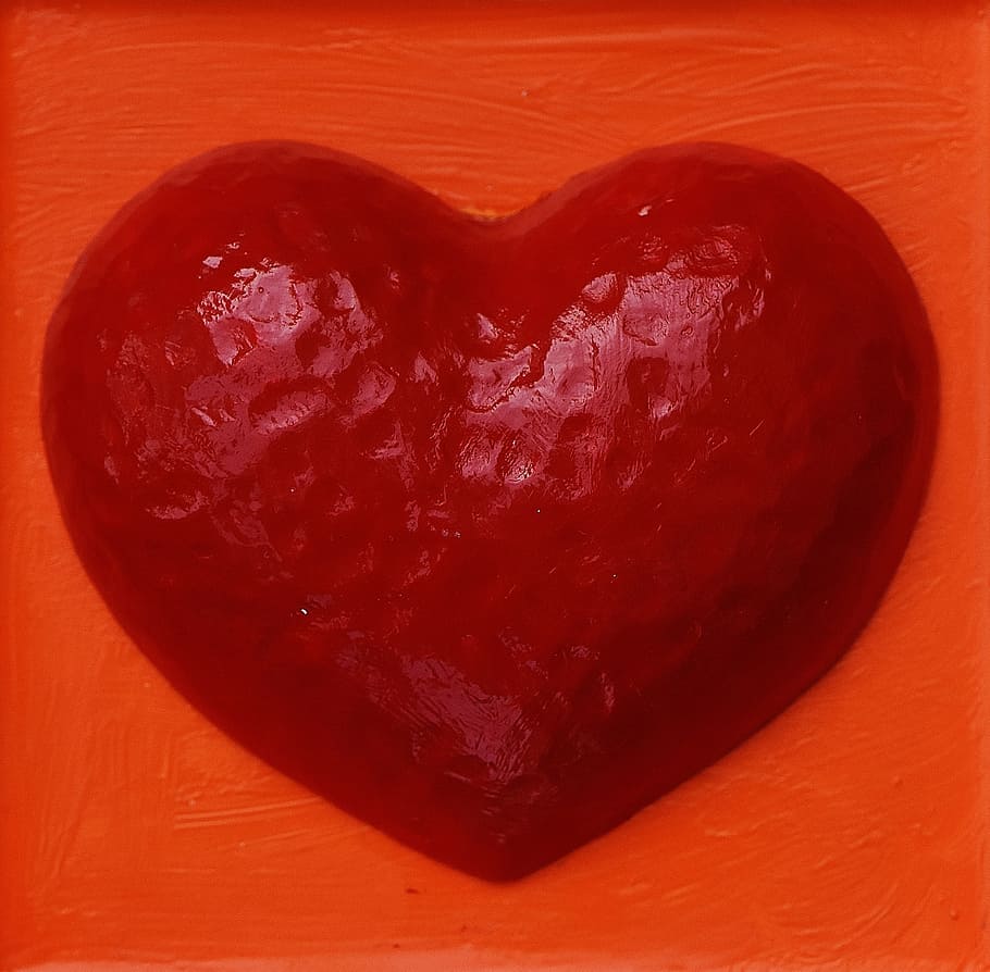 в форме сердца, красный, орнамент, оранжевый, панно, рельеф, гипс, ручной труд, самоделка, сердце