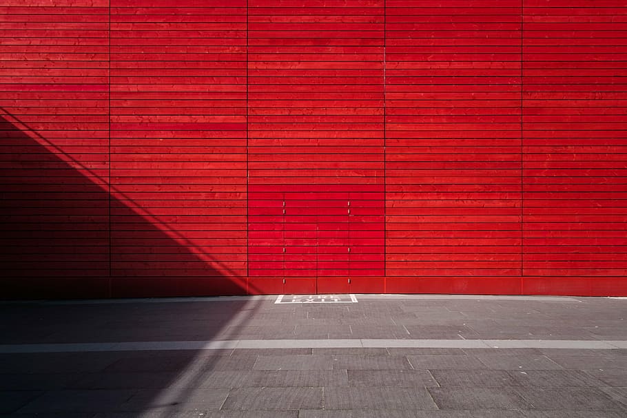 red, concrete, wall, daytime, texture, pattern, exit, metaphor, minimalist, building