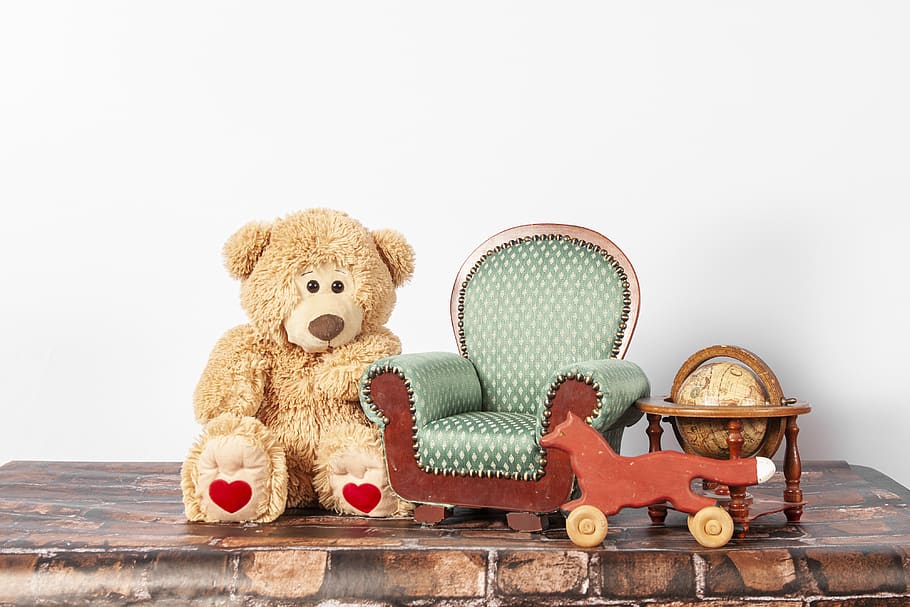 backdrop, bear, vintage, photography, teddybear, bricks, teddy bear, toy, stuffed toy, indoors