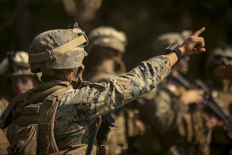 man, wearing, gray, black, camouflage suit, marines, uniform, camo, soldiers, usmc