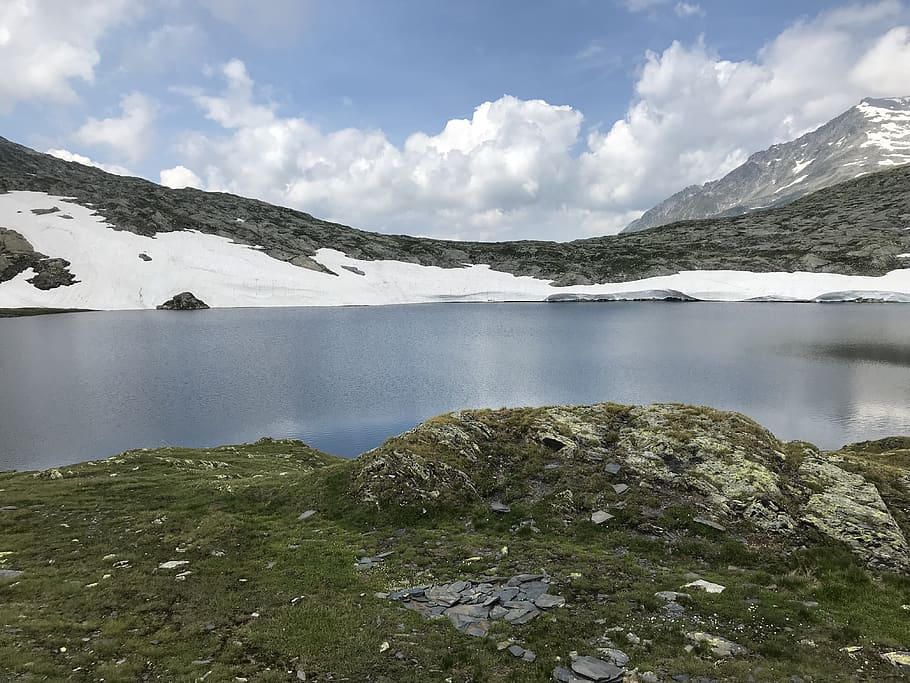 lake of the rhaetian, alpine route, alps, alpine, walk, sky, tops, excursions, hiking, mountains